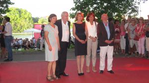 Daniela Kötz (Co-Direktorin), Dr. Michael Kötz (Festivaldirektor), Corinna Harfouch (Schauspielerin), Dr. Eva Lohse (Oberbürgermeisterin Ludwigshafen), Dr. Josef Schnelle (Auswahlausschuss)  