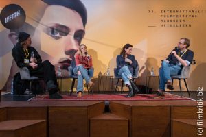 Lars Eidinger, Hanna Hilsdorf and Antje Traue spoke about their experiences at the PANEL - Panel Discussion: Drama at the Karlstorbahnhof in Heidelberg.It was moderated by Tim Moeck.