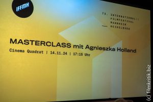Die Masterclass, ein langes Interview, mit Agnieszka HollandIndem sie über ihre Filmes sprach, wie Hitlerjunge Salomon, Mr. Jones oder Green Border.