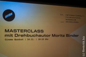 Die Masterklass mit dem Drehbuchautor Moritz Binder
